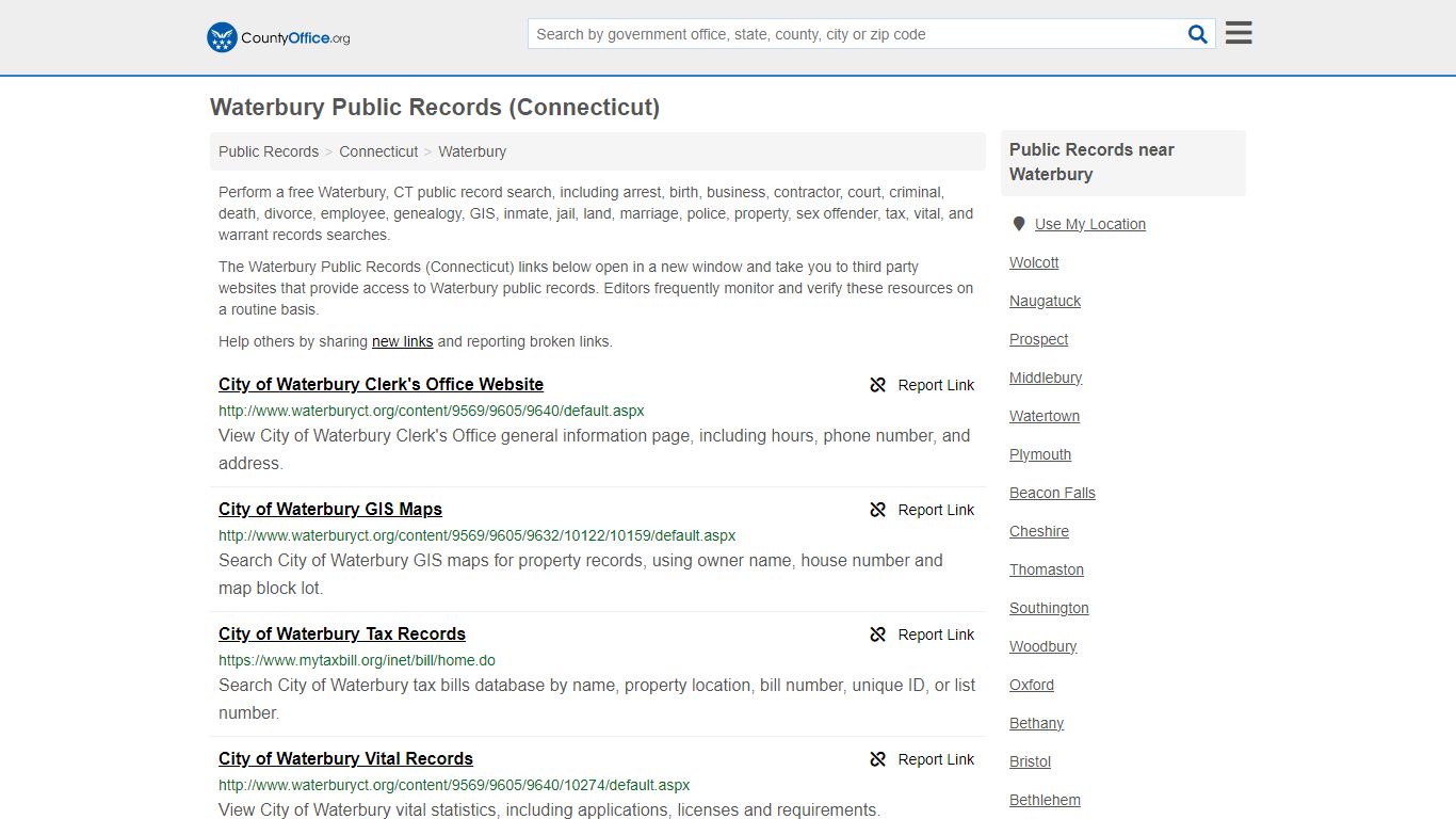 Public Records - Waterbury, CT (Business, Criminal, GIS, Property ...